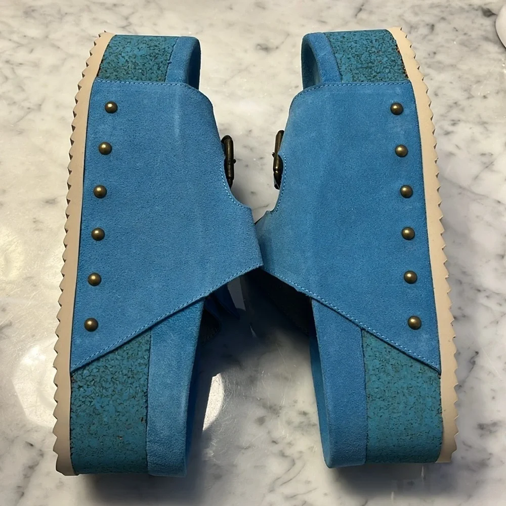 Free People x Intentionally Rule Breaker Suede Sandals Size 9 NIB - Picture 7 of 16
